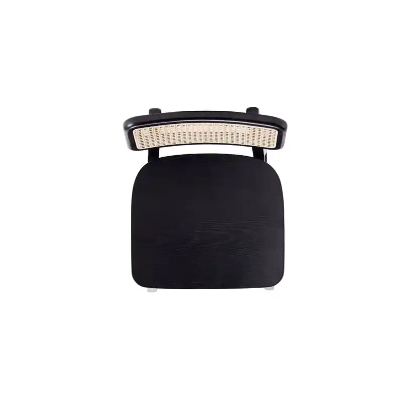 Tabouret de bar hauteur comptoir – Noir et cannage naturel