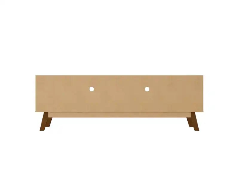 Meuble TV de style Mid-Century Modern 70.86 avec pieds en bois massif - Gris et naturel