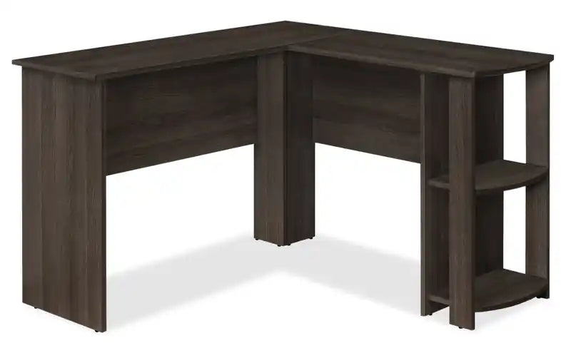 Eason 47 L-Shaped Office Desk with Shelf- Oak
