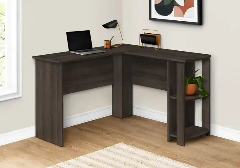 Bureau d'angle en L de 47" avec étagère - Chêne