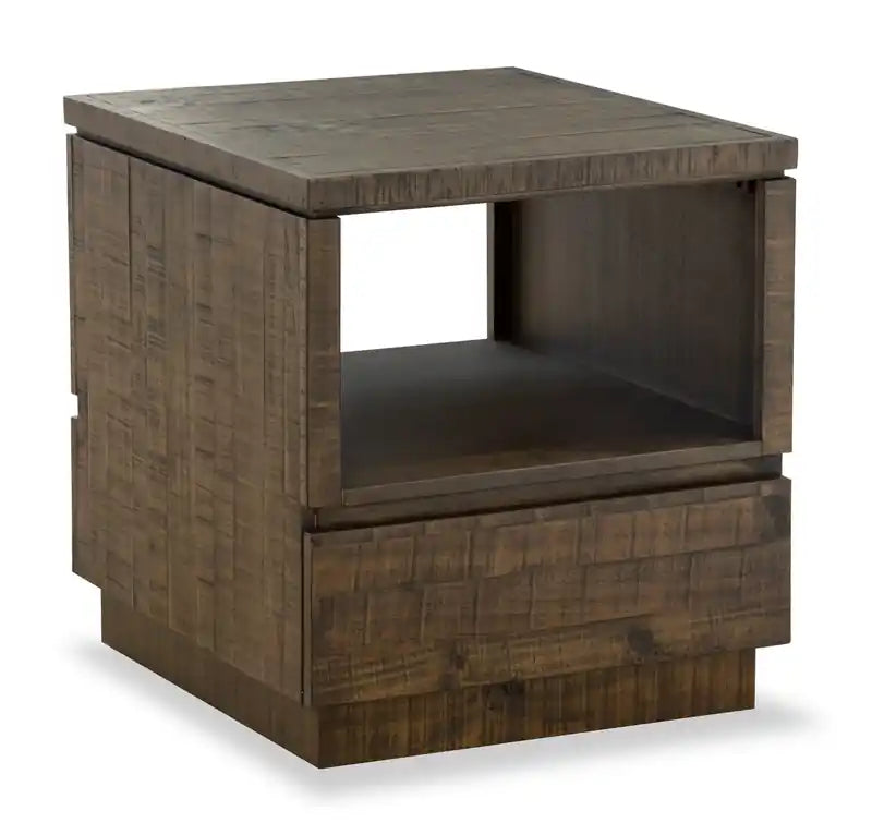 Elm 22 Rustic Pine End Table with Storage