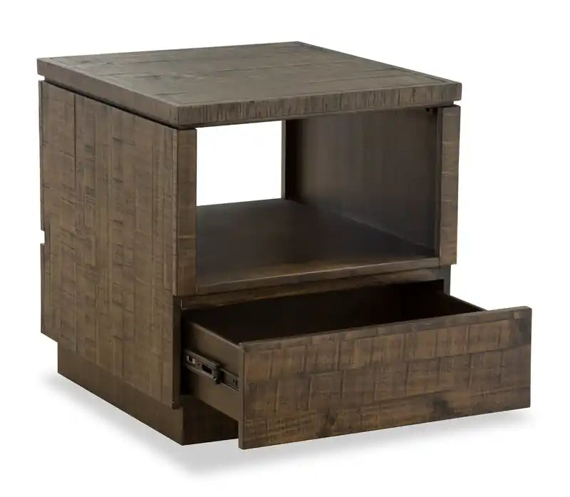 Table de chevet rustique en pin avec rangement de 56 cm