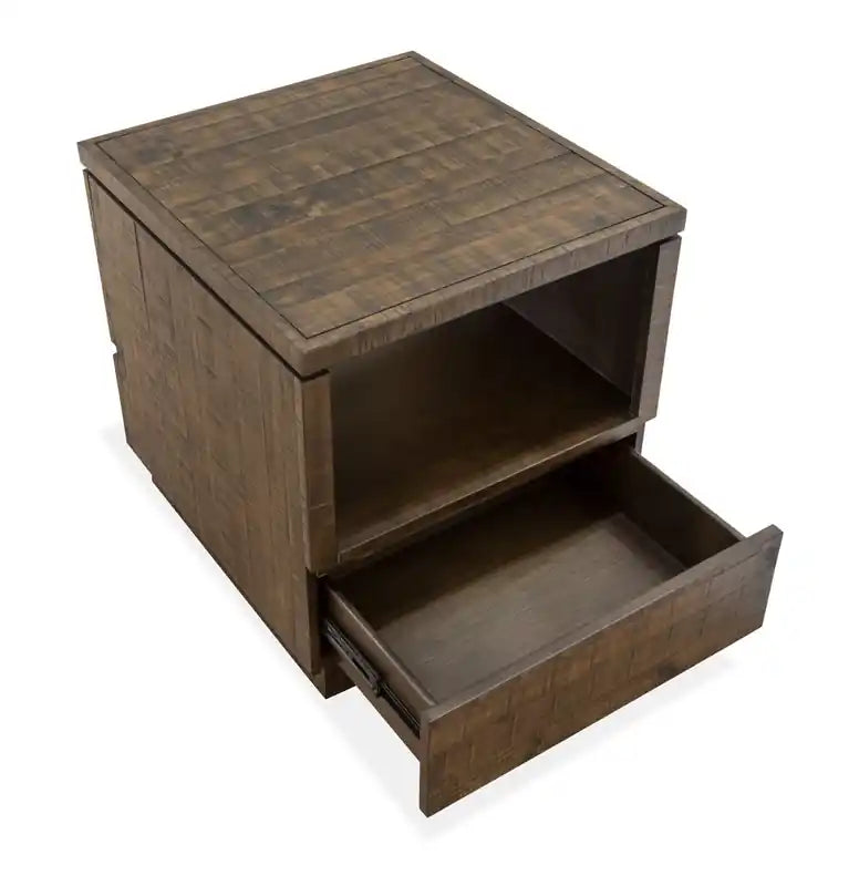 Table de chevet rustique en pin avec rangement de 56 cm