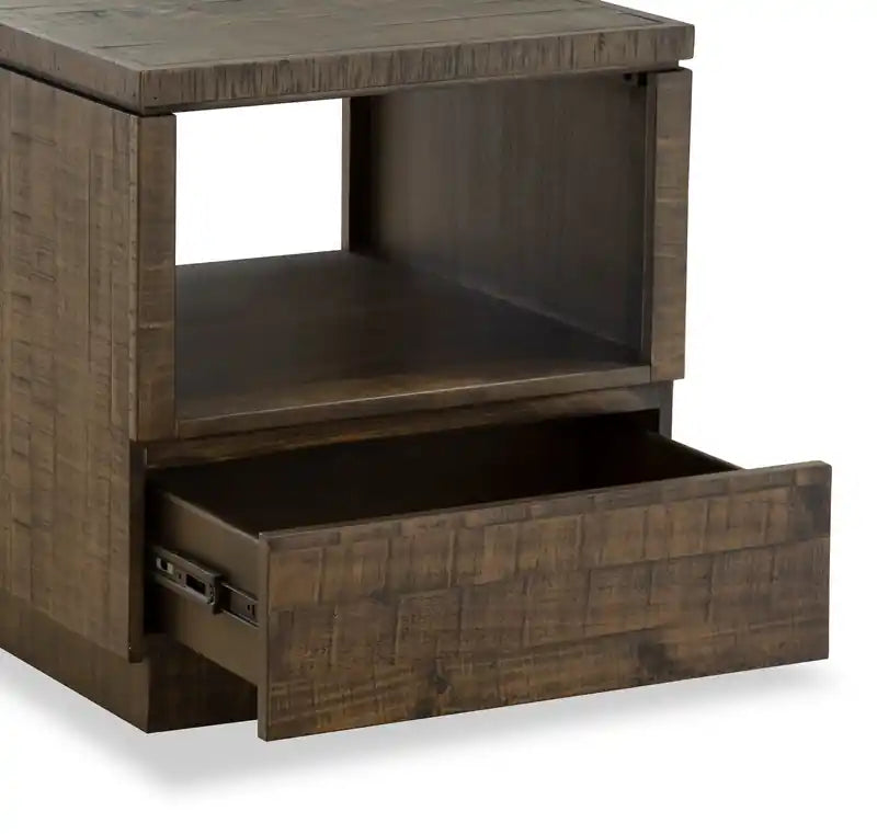 Table de chevet rustique en pin avec rangement de 56 cm