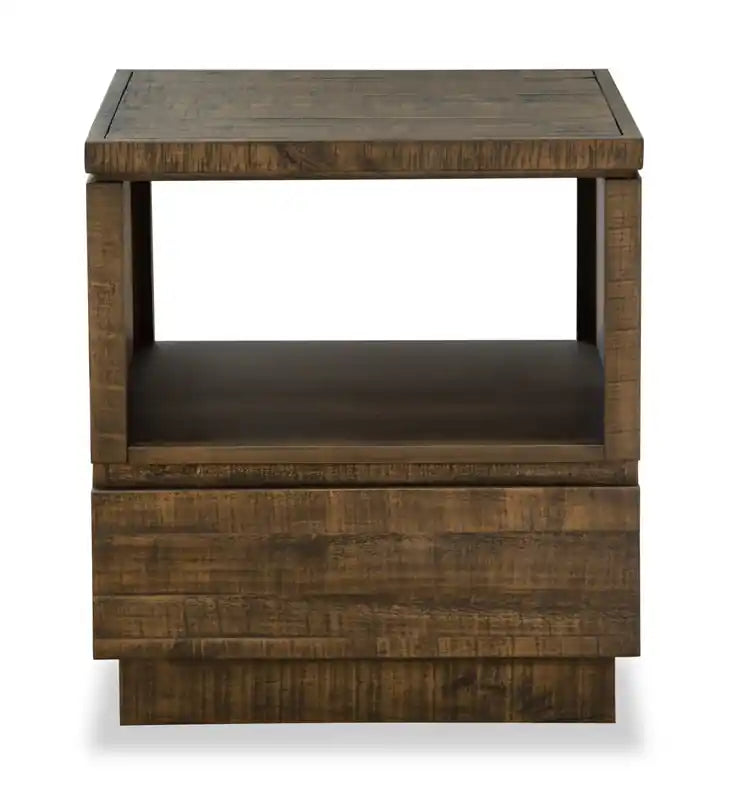 Table de chevet rustique en pin avec rangement de 56 cm