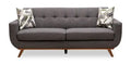 Kort & Co. Freeman 80 Linen-Look Fabric Condo Size Sofa with Wood Legs - Charcoal Grey