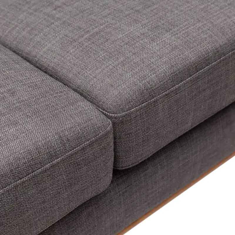 Canapé Condo en Tissu Effet Lin avec Pieds en Bois - Gris Anthracite