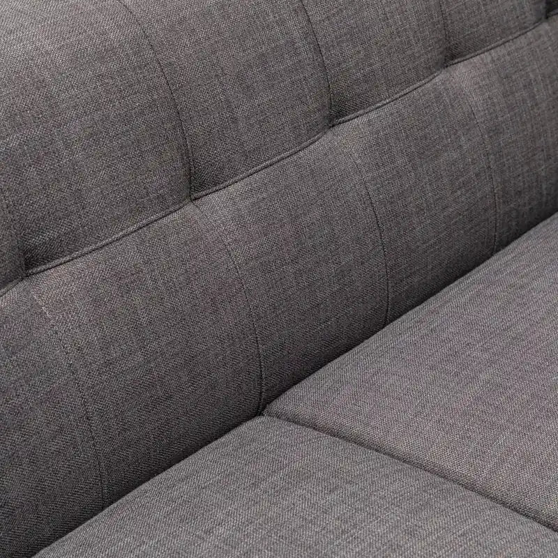 Canapé Condo en Tissu Effet Lin avec Pieds en Bois - Gris Anthracite