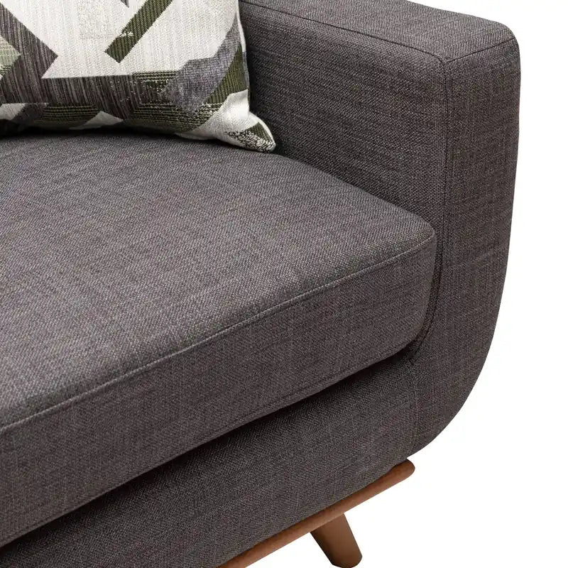 Canapé Condo en Tissu Effet Lin avec Pieds en Bois - Gris Anthracite