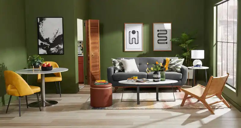 Canapé Condo en Tissu Effet Lin avec Pieds en Bois - Gris Anthracite