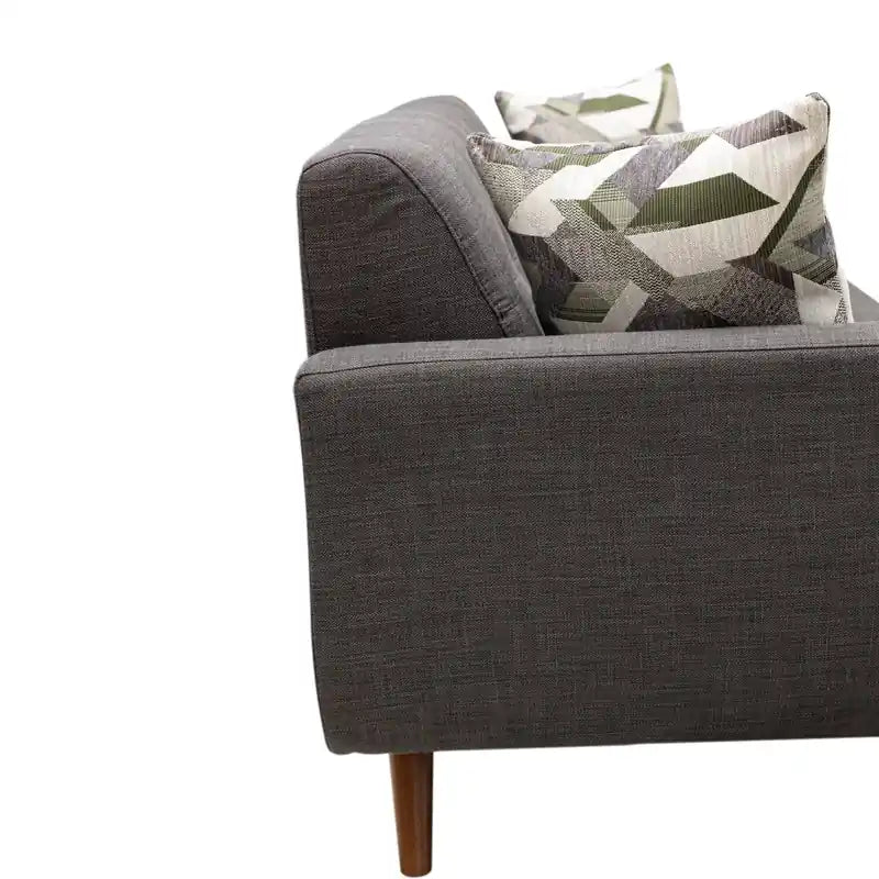 Canapé Condo en Tissu Effet Lin avec Pieds en Bois - Gris Anthracite
