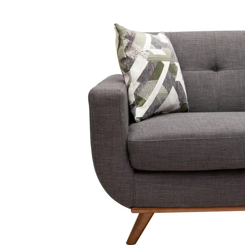 Canapé Condo en Tissu Effet Lin avec Pieds en Bois - Gris Anthracite