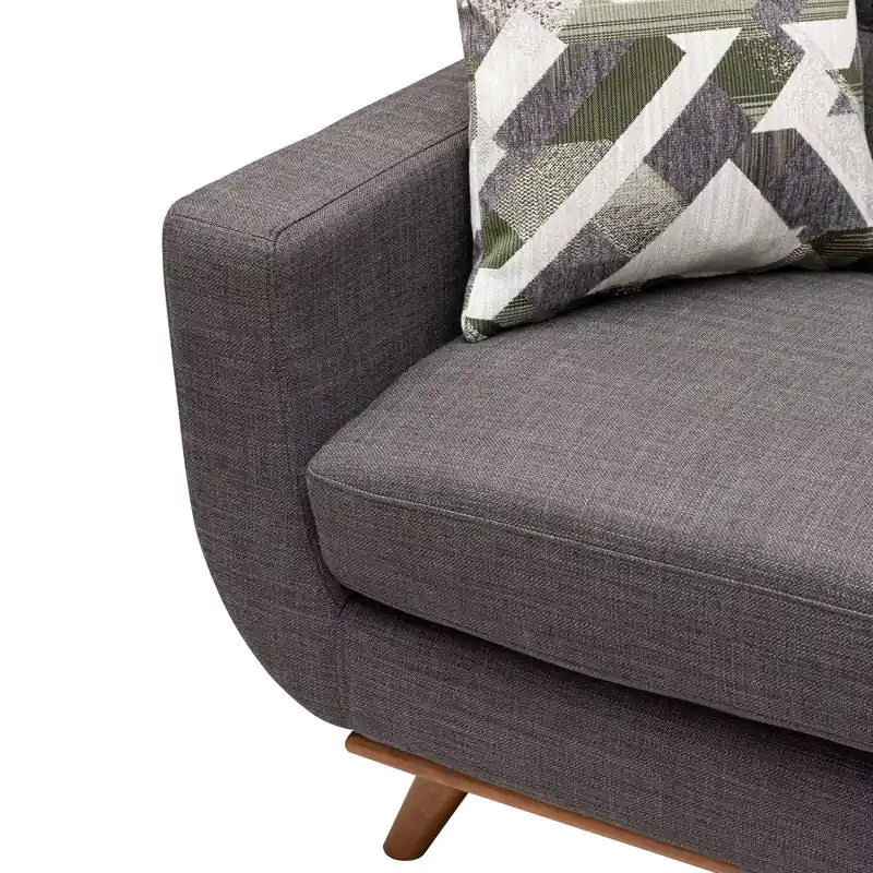 Canapé Condo en Tissu Effet Lin avec Pieds en Bois - Gris Anthracite