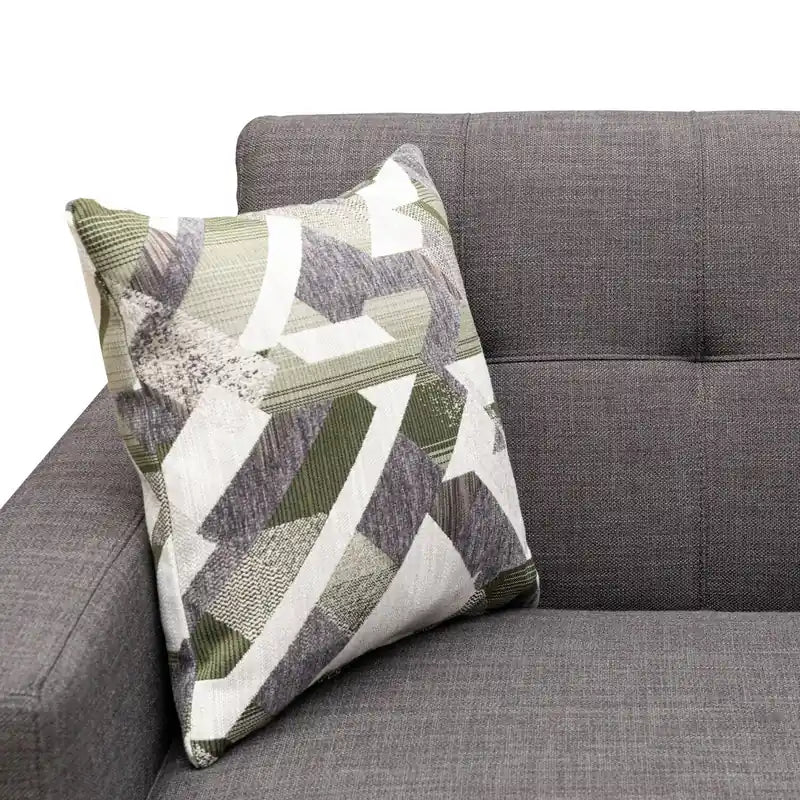 Canapé Condo en Tissu Effet Lin avec Pieds en Bois - Gris Anthracite