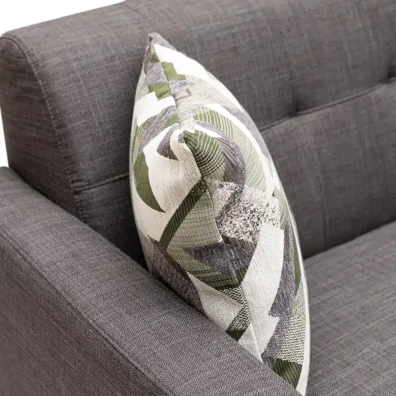 Canapé Condo en Tissu Effet Lin avec Pieds en Bois - Gris Anthracite