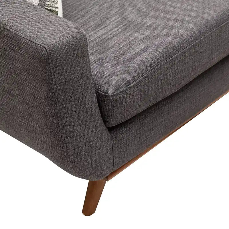 Canapé Condo en Tissu Effet Lin avec Pieds en Bois - Gris Anthracite