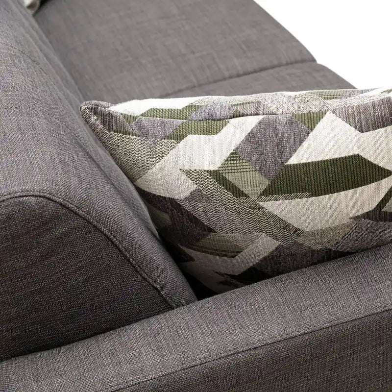 Canapé Condo en Tissu Effet Lin avec Pieds en Bois - Gris Anthracite