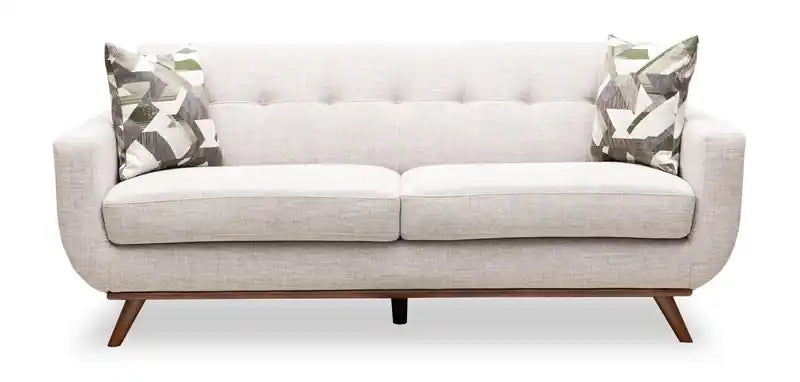 Canapé Condo en Tissu Effet Lin avec Pieds en Bois - Gris Anthracite