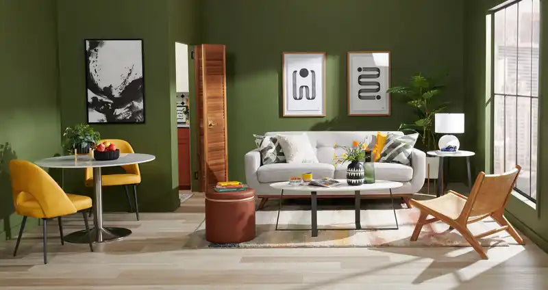 Canapé Condo en Tissu Effet Lin avec Pieds en Bois - Gris Anthracite