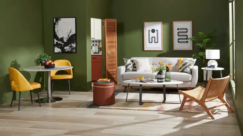 Canapé Condo en Tissu Effet Lin avec Pieds en Bois - Gris Anthracite