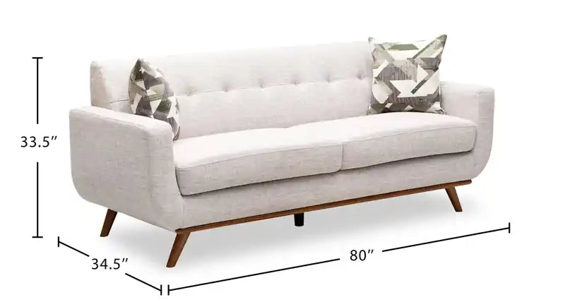 Canapé Condo en Tissu Effet Lin avec Pieds en Bois - Gris Anthracite