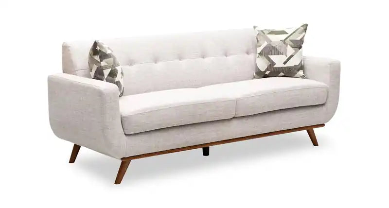 Canapé Condo en Tissu Effet Lin avec Pieds en Bois - Gris Anthracite