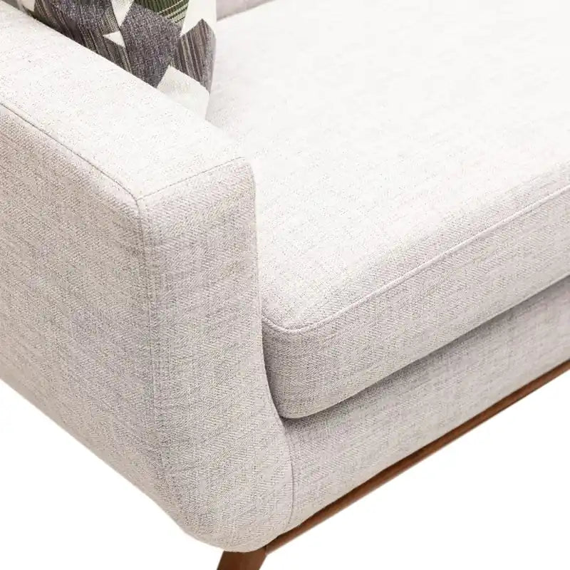 Canapé Condo en Tissu Effet Lin avec Pieds en Bois - Gris Anthracite