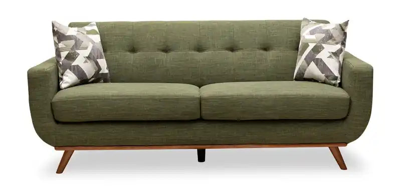 Canapé Condo en Tissu Effet Lin avec Pieds en Bois - Gris Anthracite