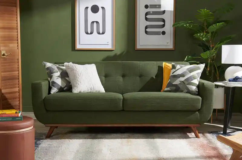 Canapé Condo en Tissu Effet Lin avec Pieds en Bois - Gris Anthracite