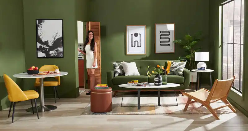 Canapé Condo en Tissu Effet Lin avec Pieds en Bois - Gris Anthracite