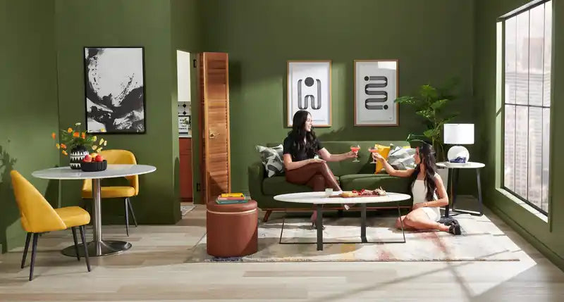 Canapé Condo en Tissu Effet Lin avec Pieds en Bois - Gris Anthracite