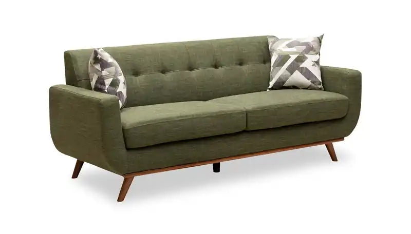 Canapé Condo en Tissu Effet Lin avec Pieds en Bois - Gris Anthracite