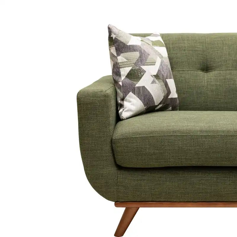 Canapé Condo en Tissu Effet Lin avec Pieds en Bois - Gris Anthracite