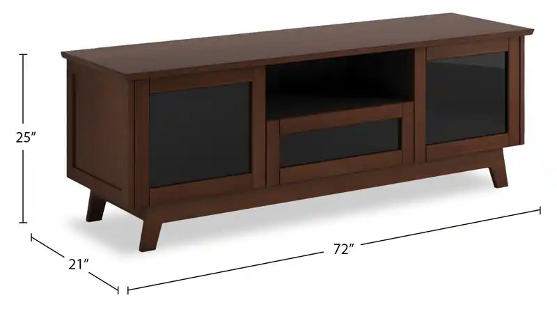 Meuble TV de qualité supérieure avec rangement, 183 cm, noyer moyen