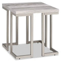 Jesse 22 Modern End Table - Grey and Pewter with Metal Base