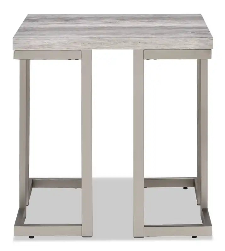 22 Table d'appoint moderne - Grise et étain avec base en métal