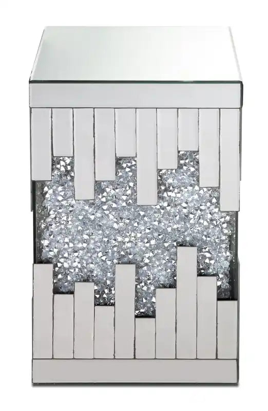 Table d'appoint miroir 12" avec cristaux