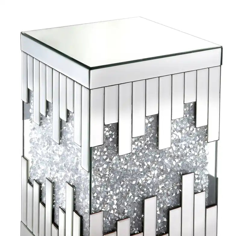Table d'appoint miroir 12" avec cristaux