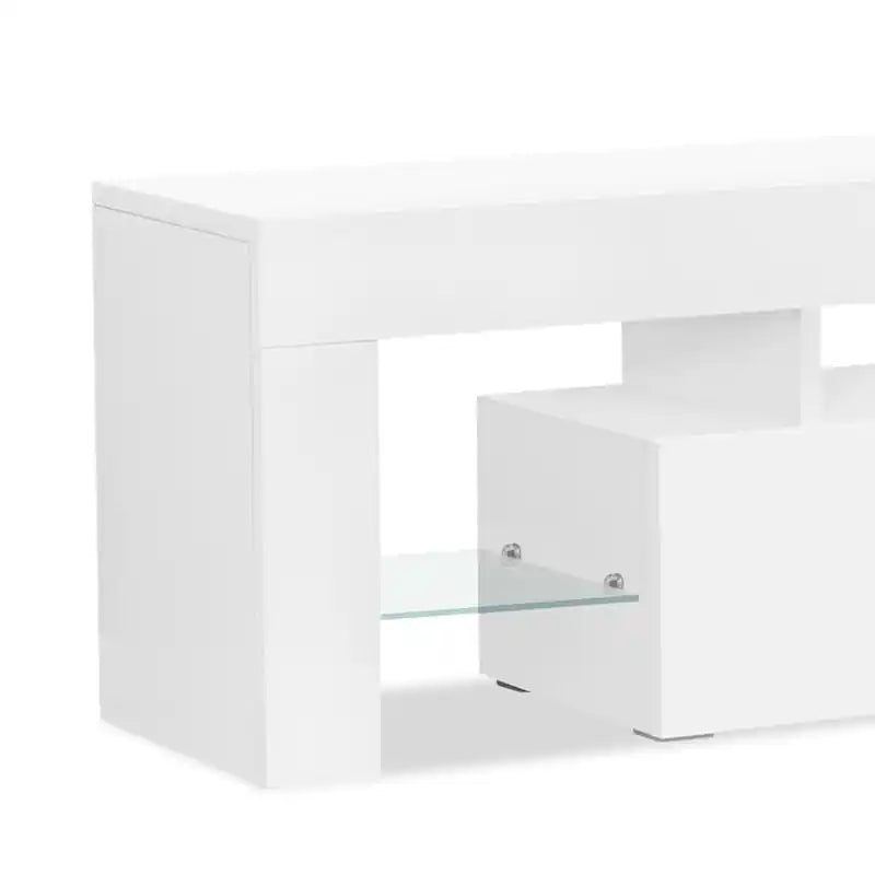 Meuble TV moderne de 63 pouces avec rangement et gestion des câbles pour téléviseurs jusqu'à 70 pouces - Blanc