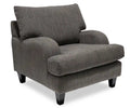 Made in Canada Nofia 36 Chenille Fabric Chair with Wood Legs - Charcoal Grey