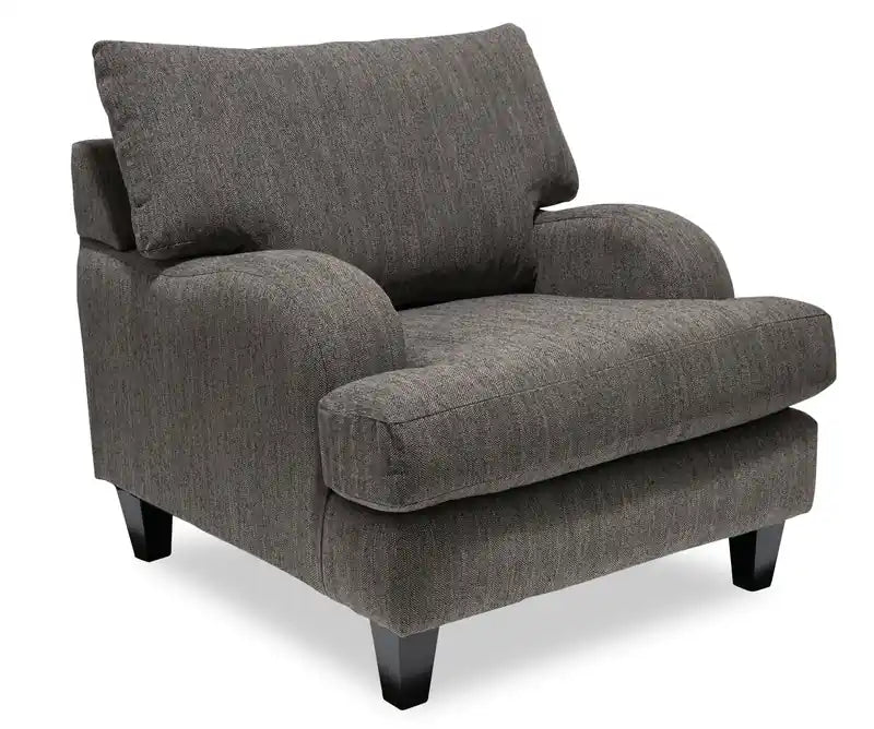 Made in Canada Nofia 36 Chenille Fabric Chair with Wood Legs - Charcoal Grey