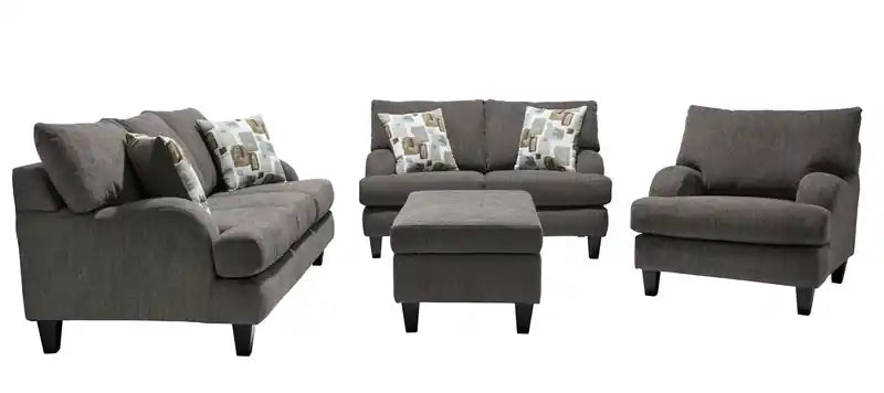 36 Chaise en tissu avec pieds en bois - Gris anthracite